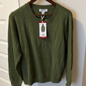 Nine West Women's Sweater Henley - Olive, size XL